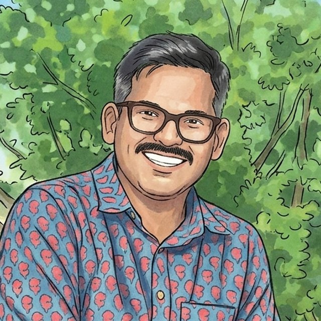 Illustrated portrait of Umang Bhola